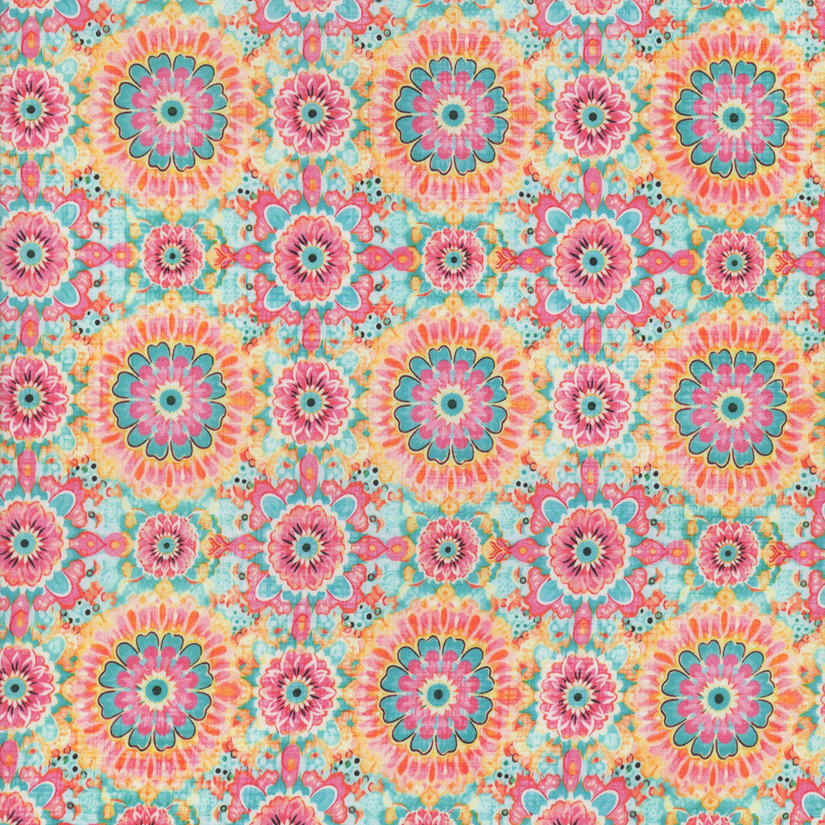Quilting Treasures Fabrics Exotica Dan Morris Blue Yellow Pink